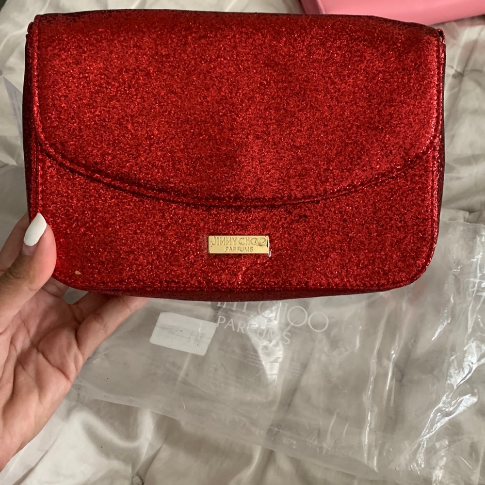 Red sparkly jimmy choo bag
